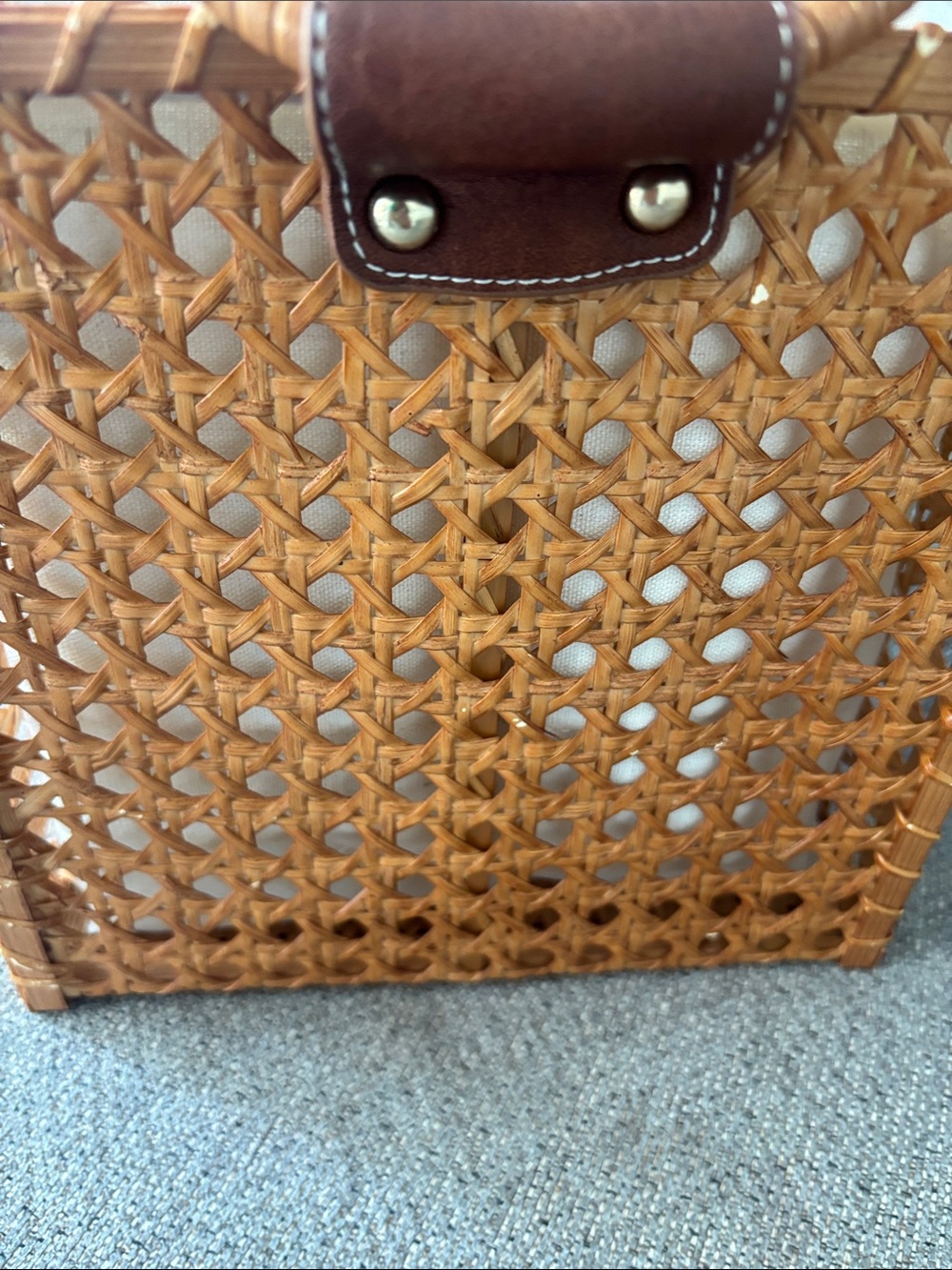 Rachel Ashwell Tan Woven Rattan Circle-Handle Tote - Picture 4 of 11